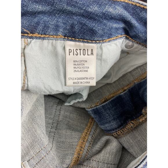 Pistola Anthropologie Blue High Rise Boot Cut Jeans Size 29 - Picture 7 of 7